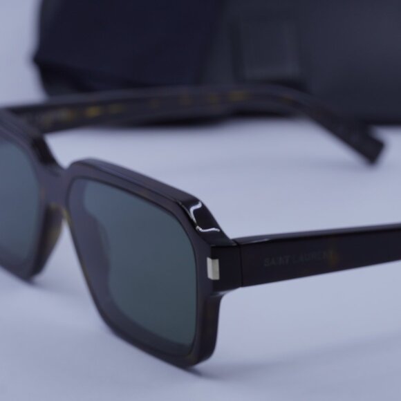 Saint Laurent SL611 002 Rectangle Sunglasses - Havana/Grey - Picture 2 of 13